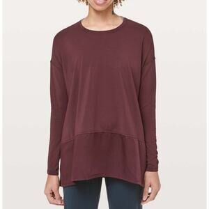 Lululemon Women's Ease of Mind Long Sleeve Shirt Dark Red Crewneck Stretch Soft